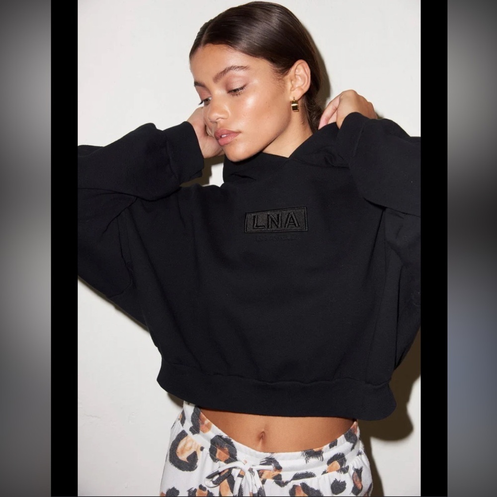 LNA Logo Hoodie in Black $200 casual fall active classic winter xs